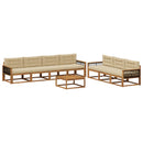 Udendørs sofagruppe med pude 8 pcs Naturlig og Beige