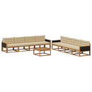 Udendørs sofagruppe med pude 9 pcs Naturlig og Beige