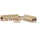 Udendørs sofagruppe med pude 9 pcs Naturlig og Beige