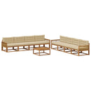 Udendørs sofagruppe med pude 9 pcs Naturlig og Beige