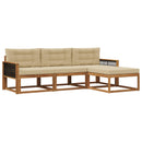 Udendørs sofagruppe med pude 4 pcs Naturlig og Beige