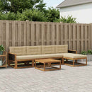 Udendørs sofagruppe med pude 6 pcs Naturlig og Beige