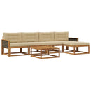 Udendørs sofagruppe med pude 6 pcs Naturlig og Beige