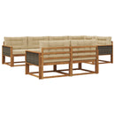 Udendørs sofagruppe med pude 7 pcs Naturlig og Beige