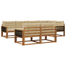 Udendørs sofagruppe med pude 7 pcs Naturlig og Beige