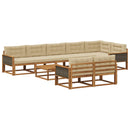 Udendørs sofagruppe med pude 9 pcs Naturlig og Beige