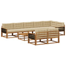 Udendørs sofagruppe med pude 9 pcs Naturlig og Beige