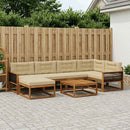 Udendørs sofagruppe med pude 7 pcs Naturlig og Beige