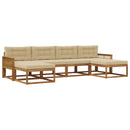 Udendørs sofagruppe med pude 6 pcs Naturlig og Beige