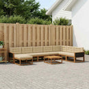 Udendørs sofagruppe med pude 9 pcs Naturlig og Beige