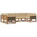 Udendørs sofagruppe med pude 6 pcs Naturlig og Beige