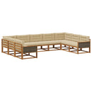 Udendørs sofagruppe med pude 9 pcs Naturlig og Beige