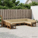 Udendørs sofagruppe med pude 9 pcs Naturlig og Beige