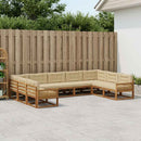 Udendørs sofagruppe med pude 9 pcs Naturlig og Beige