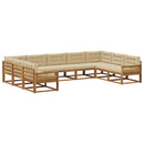 Udendørs sofagruppe med pude 9 pcs Naturlig og Beige