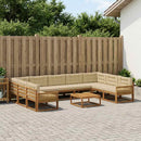 Udendørs sofagruppe med pude 10 pcs Naturlig og Beige
