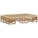 Udendørs sofagruppe med pude 10 pcs Naturlig og Beige