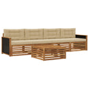 Udendørs sofagruppe 5 pcs Naturlig og Beige Massivt Akacietræ