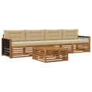 Udendørs sofagruppe med pude 5 pcs Naturlig og Beige