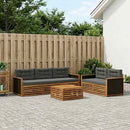 Udendørs sofagruppe 7 pcs Naturlig og Antracit Polyester