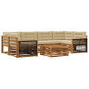 Udendørs sofagruppe med pude 7 pcs Naturlig og Beige