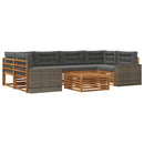 Udendørs sofagruppe 7 pcs Naturlig og Antracit Polyester