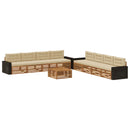 Udendørs sofagruppe med pude 9 pcs Naturlig og Beige Polyester