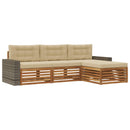 Udendørs sofagruppe med pude 4 pcs Naturlig og Beige Polyester