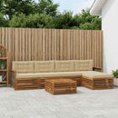 Udendørs sofagruppe med pude 6 pcs Naturlig og Beige