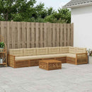 Udendørs sofagruppe med pude 7 pcs Naturlig og Beige