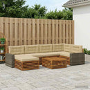 Udendørs sofagruppe med pude 7 pcs Naturlig og Beige
