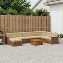 Udendørs sofagruppe 9 pcs Naturlig og Beige Massivt Akacietræ