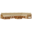 Udendørs sofagruppe 9 pcs Naturlig og Beige Massivt Akacietræ