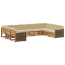Udendørs sofagruppe 9 pcs Naturlig og Beige Massivt Akacietræ