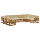 Udendørs sofagruppe 9 pcs Naturlig og Beige Massivt Akacietræ