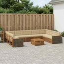 Udendørs sofagruppe 10 pcs Naturlig og Beige Massivt Akacietræ