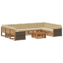 Udendørs sofagruppe 10 pcs Naturlig og Beige Massivt Akacietræ