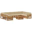 Udendørs sofagruppe 10 pcs Naturlig og Beige Massivt Akacietræ