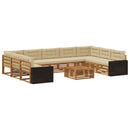 Udendørs sofagruppe 10 pcs Naturlig og Beige Massivt Akacietræ