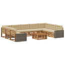 Udendørs sofagruppe 10 pcs Naturlig og Beige Massivt Akacietræ