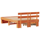 Sengestel med hovedgærde Voks brun 140 x 190 cm Massiv fyrretræ