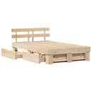 Sengestel med hovedgærde Brun 135 x 190 cm Massiv fyrretræ