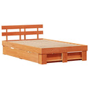 Sengestel med hovedgærde Voks brun 120 x 190 cm Massiv fyrretræ