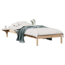 Sengestel med sideborde Naturfarvet 80 x 220 cm Massiv fyrretræ
