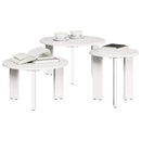 Sofabord 3 pcs Hvid Massivt fyrretræ
