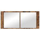 LED Spejlskab Gammelt træ 100 x 12 x 45 cm Konstrueret træ