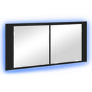 LED Spejlskab med dør Sort eg 100 x 12 x 45 cm Konstrueret træ