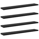 Boghylde Bræt 4 pcs Sort 60 x 10 x 1,5 cm Konstrueret træ