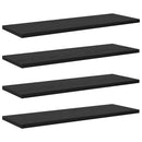 Boghylde Bræt 4 pcs Sort 60 x 20 x 1,5 cm Konstrueret træ