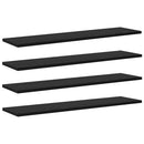 Boghylde Bræt 4 pcs Sort 80 x 20 x 1,5 cm Konstrueret træ